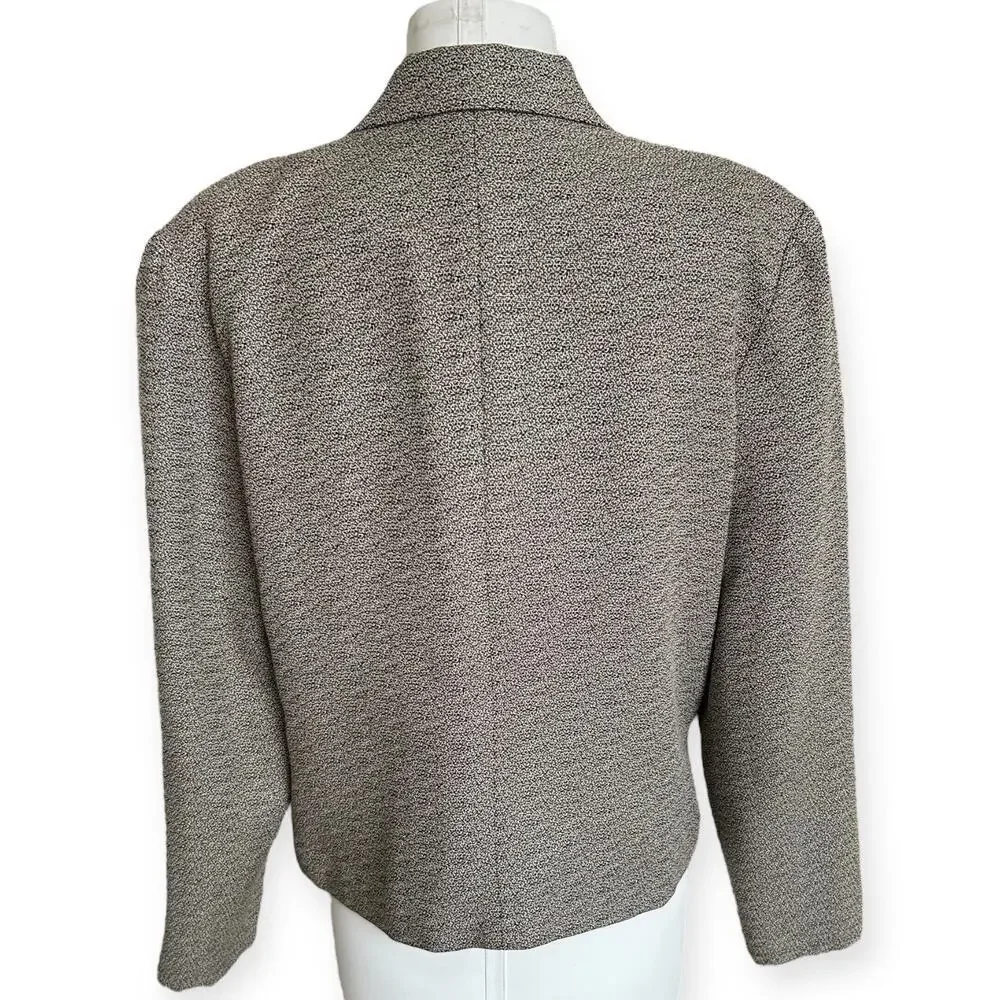 Vintage 80s Single Button Blazer Black & White Speckled Lucia size Large - Picture 4 of 7
